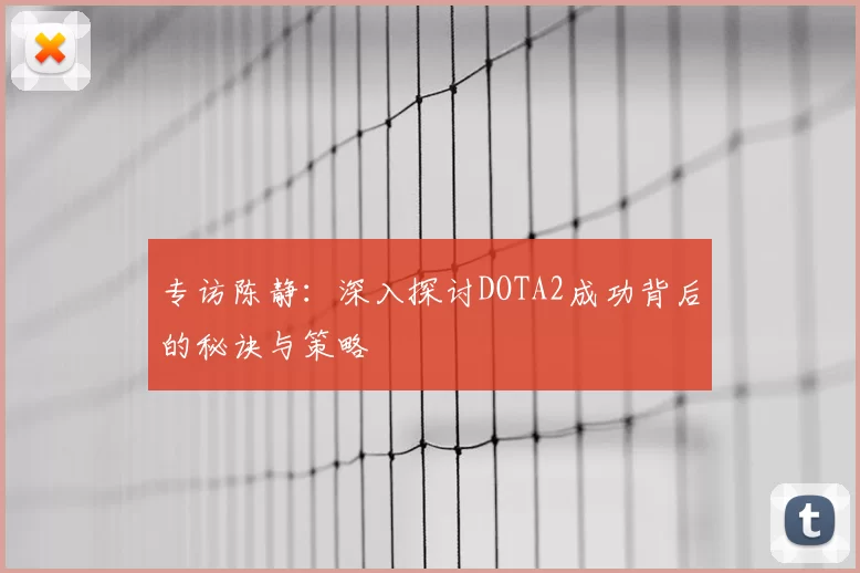 专访陈静:深入探讨DOTA2成功背后的秘诀与策略
